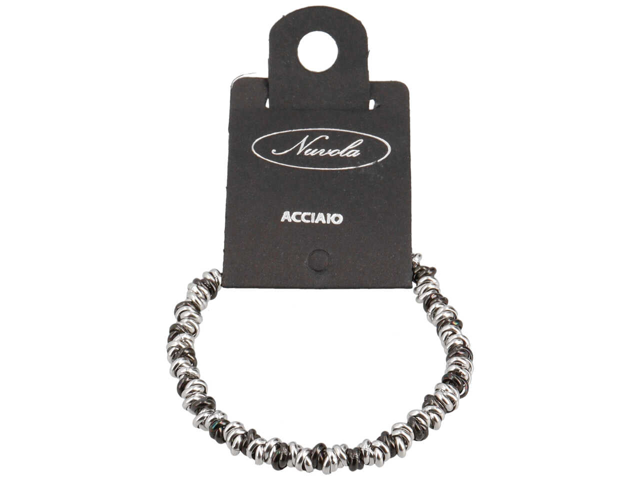 Bracciale in acciaio con rondelle acciaio e nere