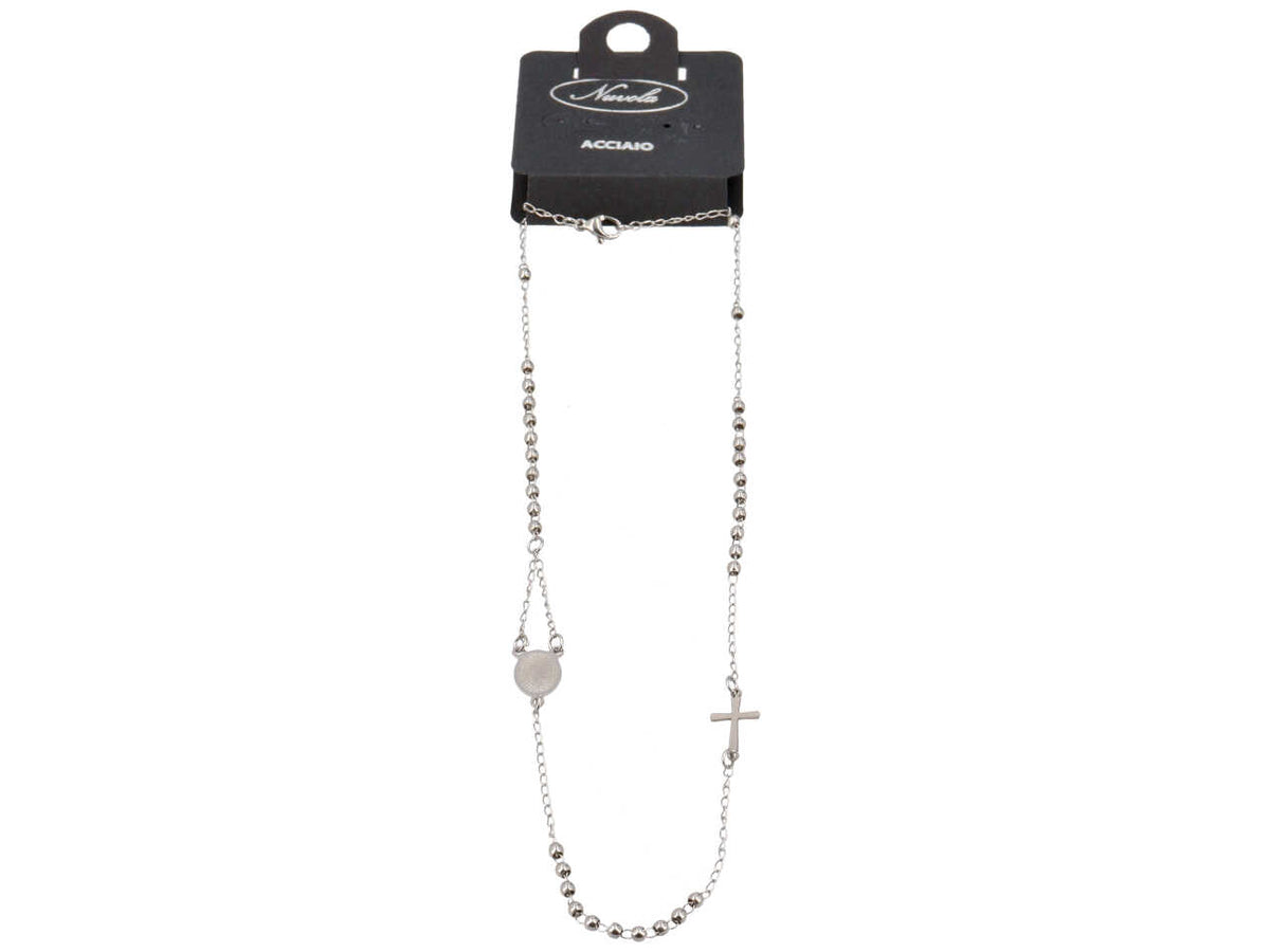 Collana rosario girocollo in acciaio