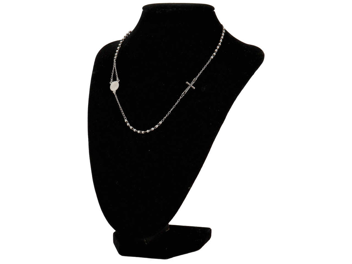 Collana rosario girocollo in acciaio