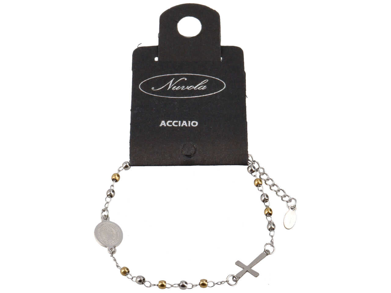 Bracciale rosario con sfere oro e argento