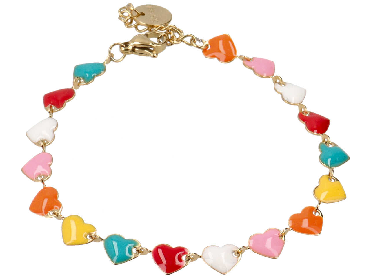 Bracciale oro con cuoricini multicolor