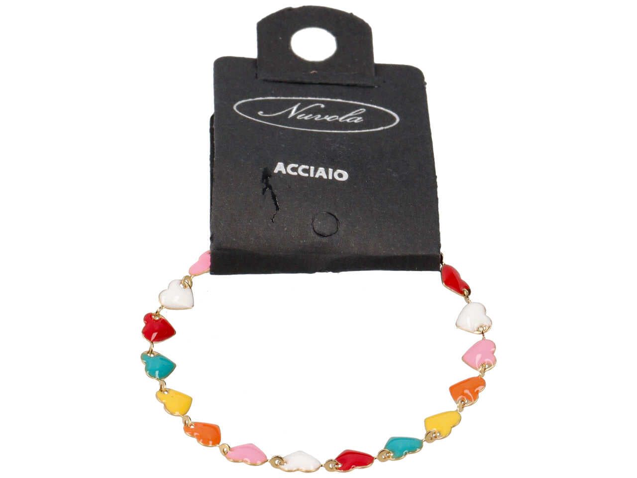 Bracciale oro con cuoricini multicolor