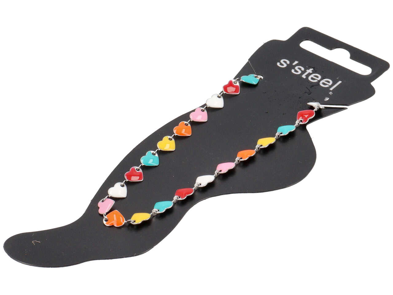 Cavigliera con cuoricini multicolor