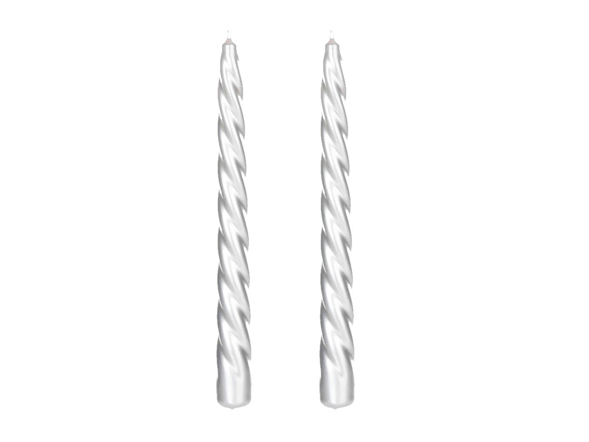 Candela torciglione 230/22 2pz metallica argento