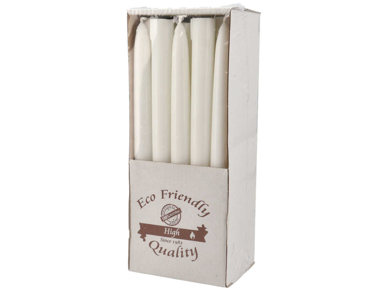 Candela stearica conica 210/21  20pz eco friendly bianca
