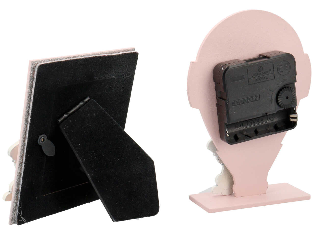 Set porta foto + orologio cane rosa