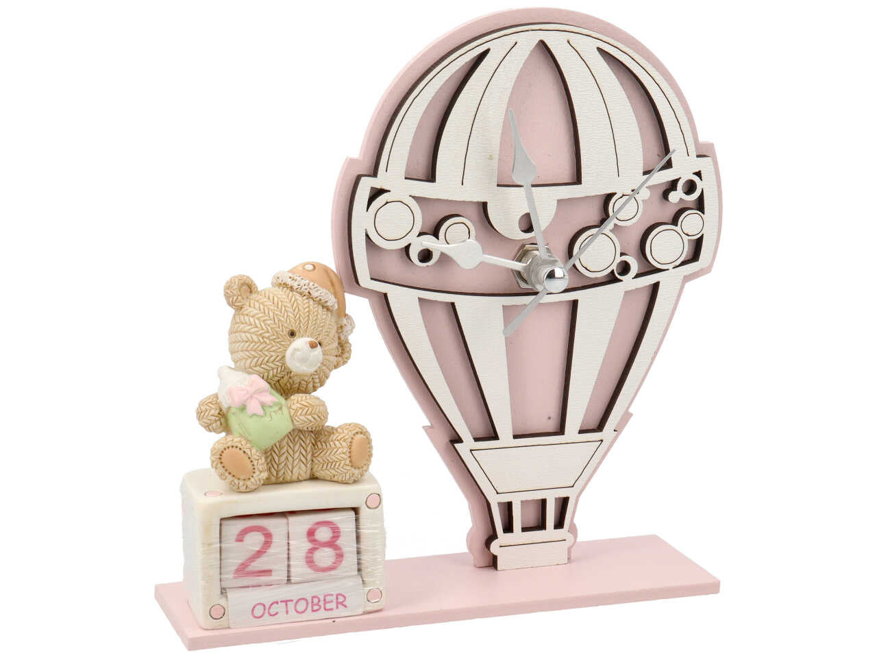 Orologio mongolfiera + datario orsetto rosa