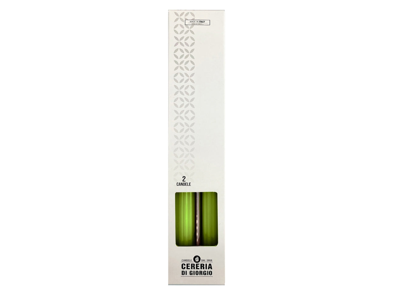 Candela dorica 25cm 2pz di colore pistacchio