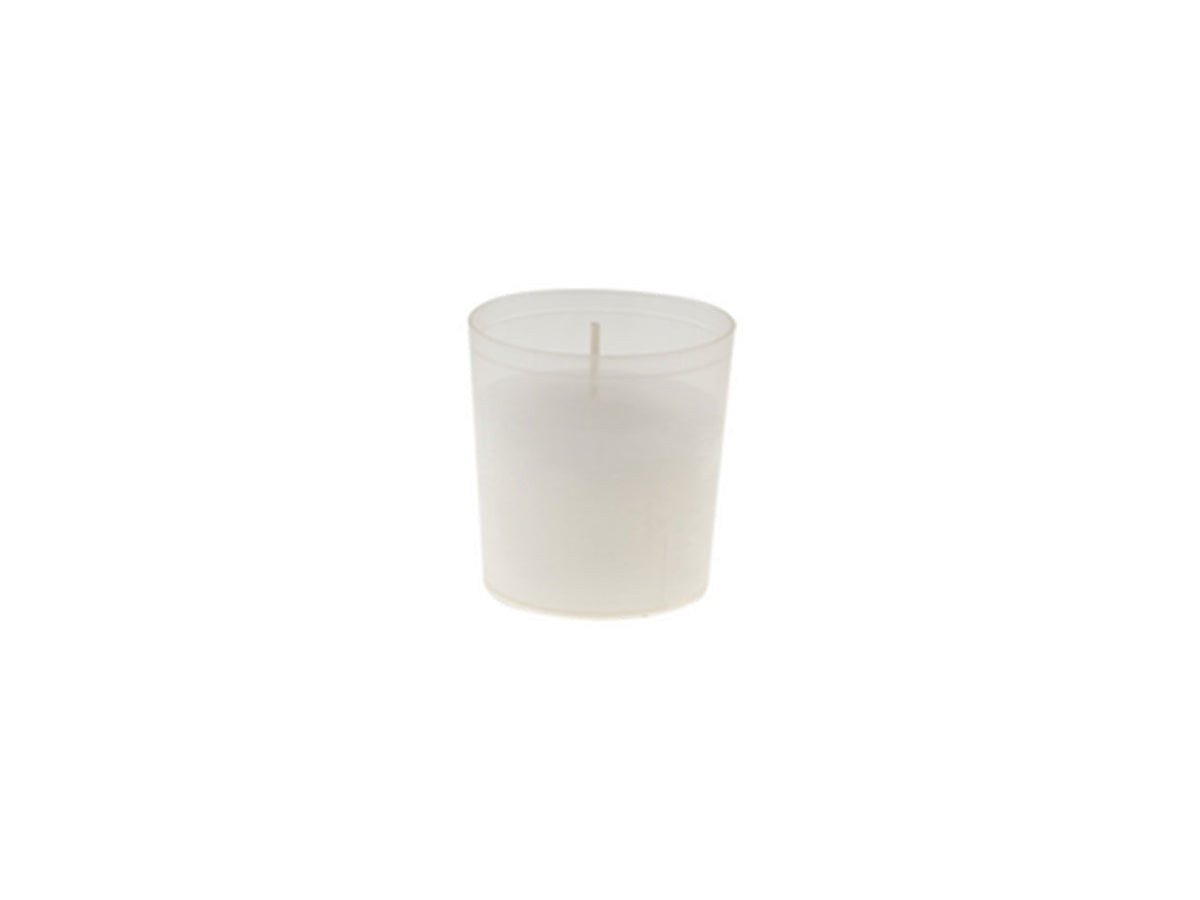 Candela con bicchiere di colore bianca