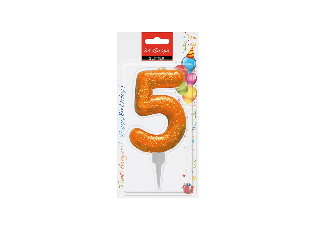 Candela 12cm glitter colorato numero 5