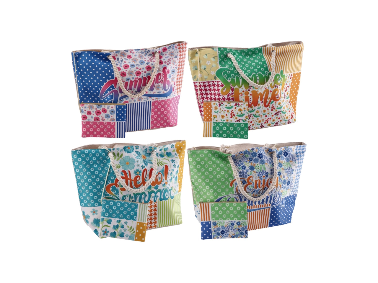 Borsa mare con pochette 58x18xh38 cm in 4 decori
