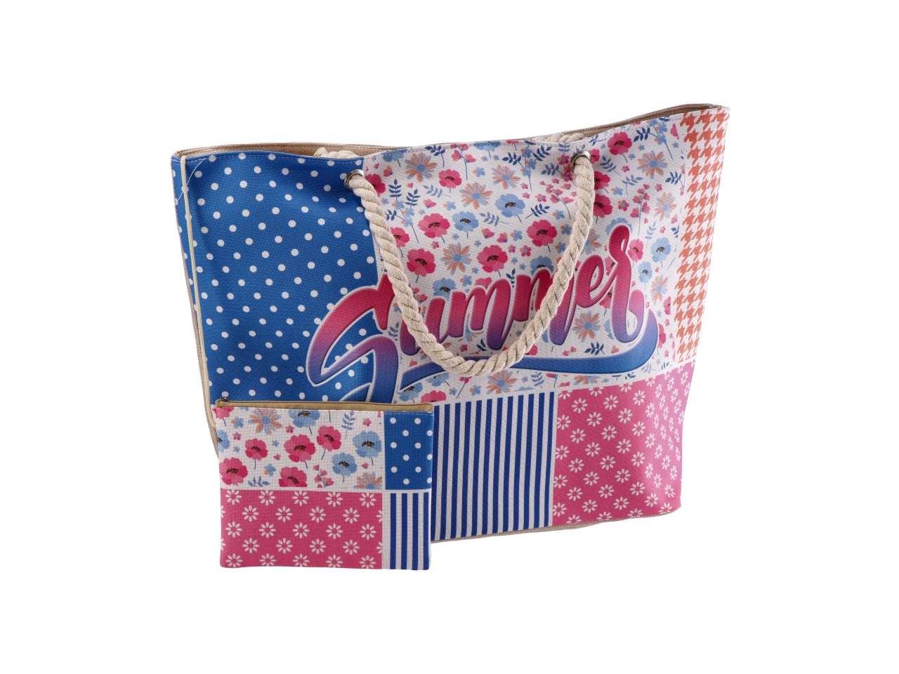 Borsa mare con pochette 58x18xh38 cm in 4 decori