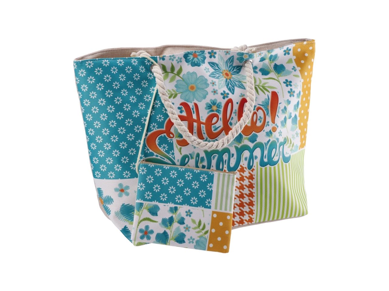 Borsa mare con pochette 58x18xh38 cm in 4 decori