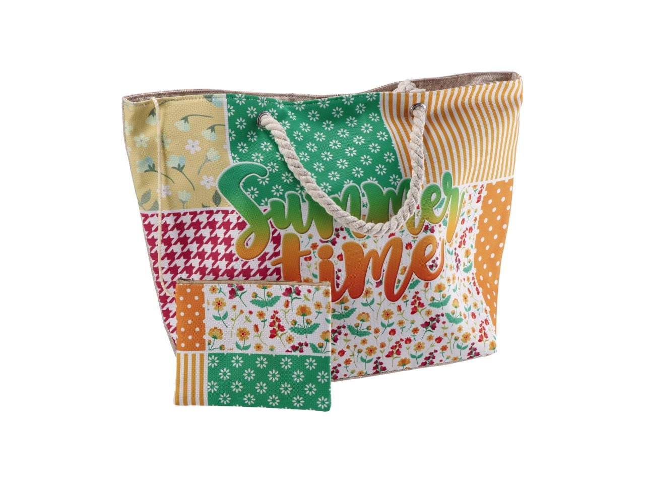 Borsa mare con pochette 58x18xh38 cm in 4 decori