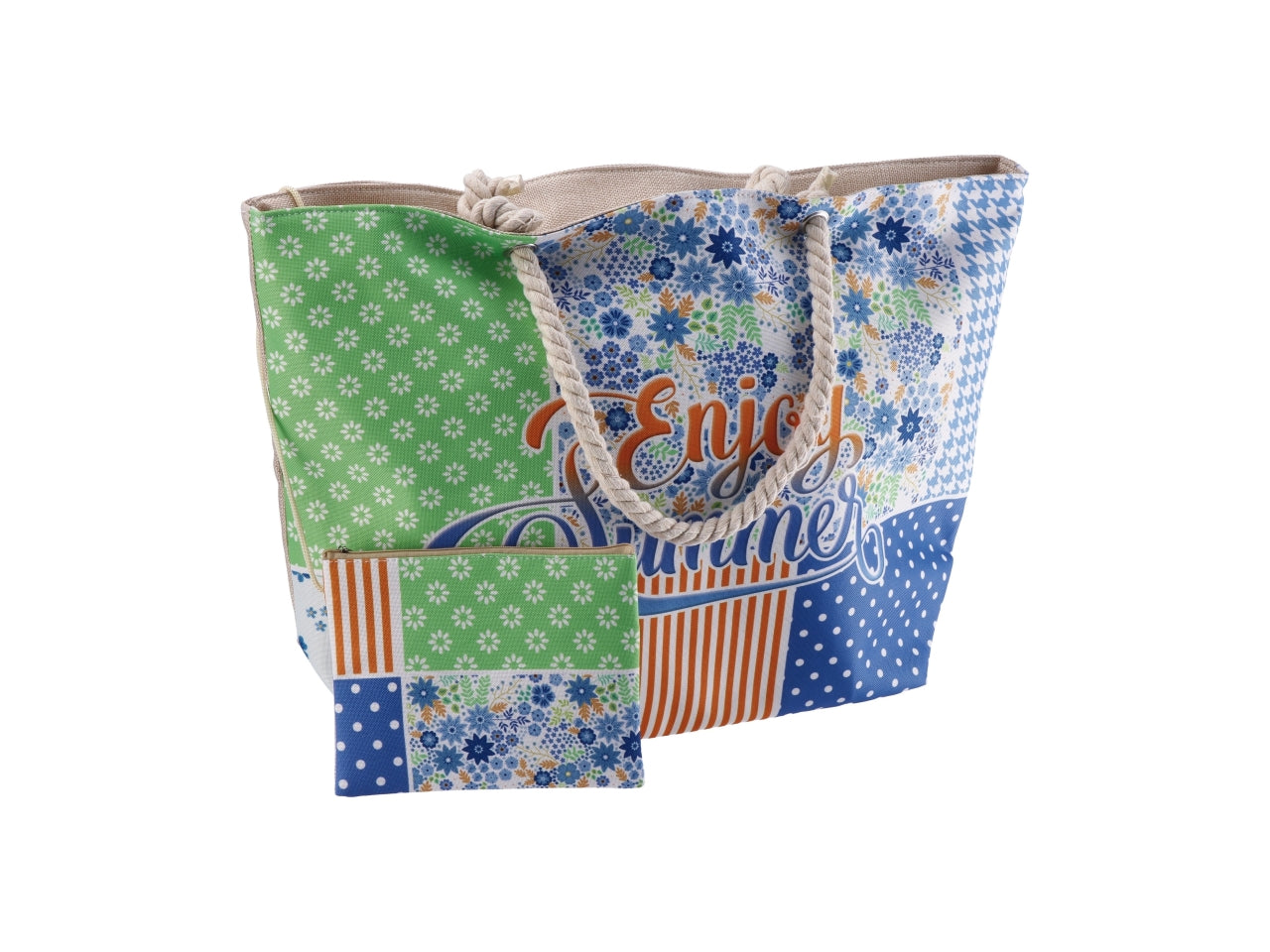 Borsa mare con pochette 58x18xh38 cm in 4 decori