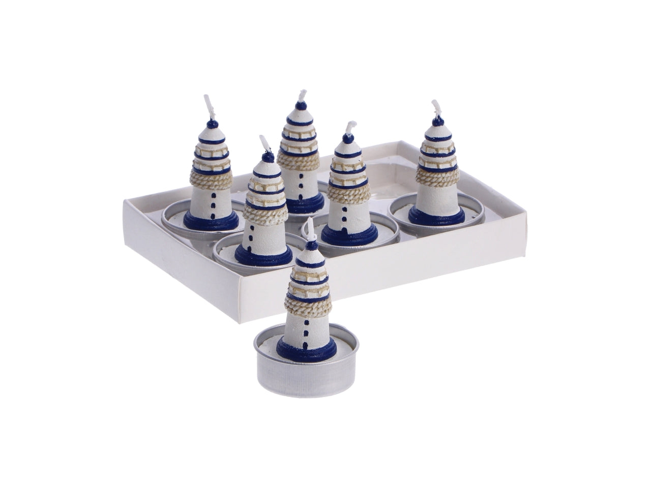 Segnaposto candela faro set da 6 candele d4xh5,5 cm in 2 assortimenti