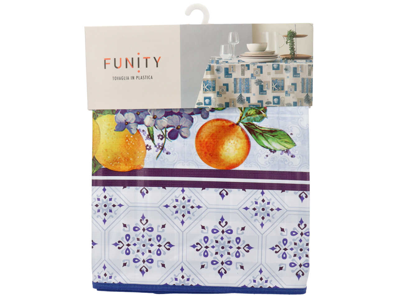 Funity tovaglia in plastica stampata reversibile cm 140*240 12p unica