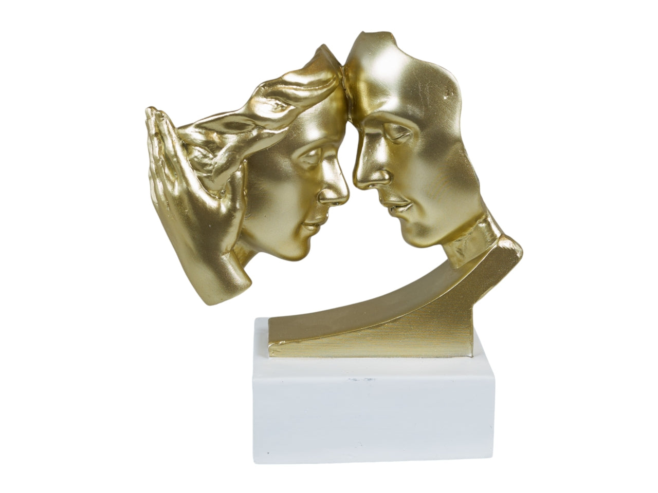 Busto coppia sguardi gold grande 14x9x16 cm