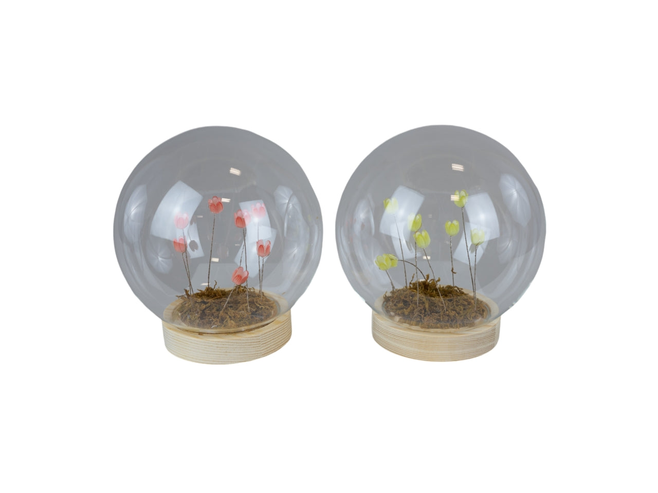 Sfera vetro grande con fiori led 2 ass