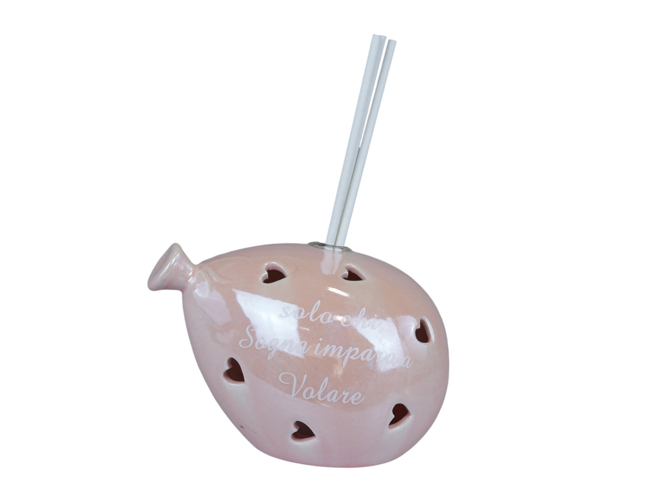 Profumatore palloncino piccolo led rosa ant. perlato con frase