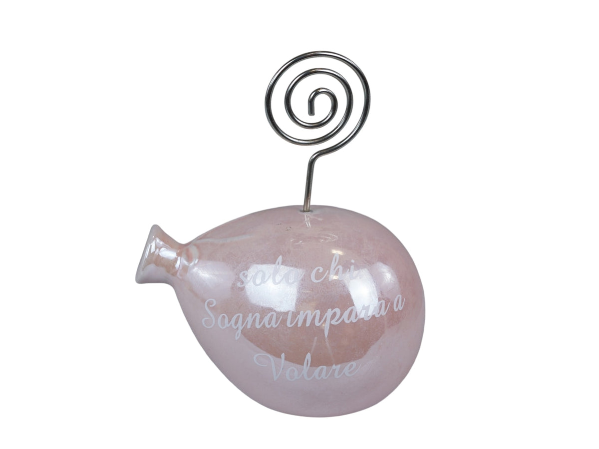 Palloncino con clip rosa ant. perlato con frase