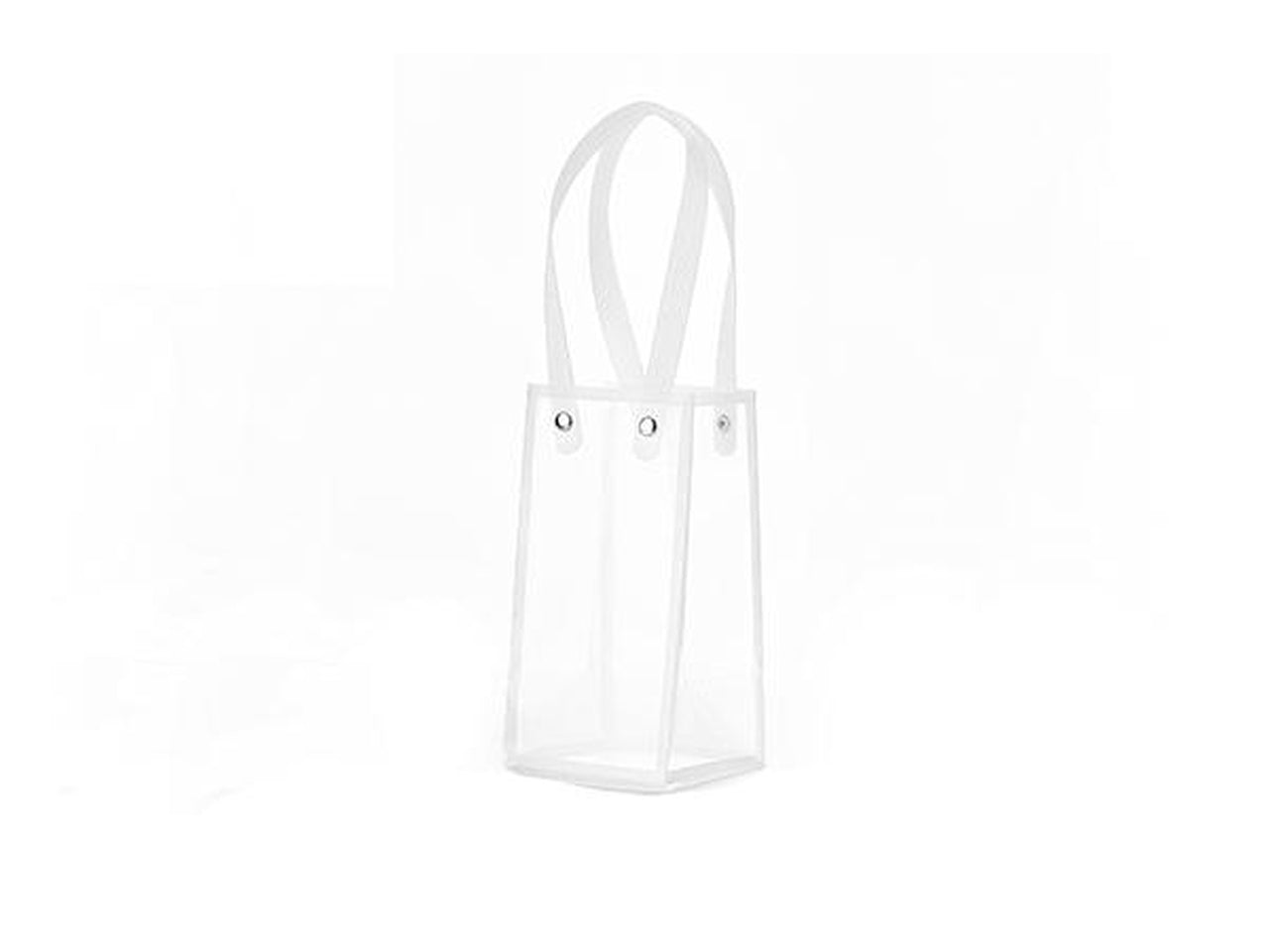 Shopper trasparente con bordo bianco 15x15x17cm