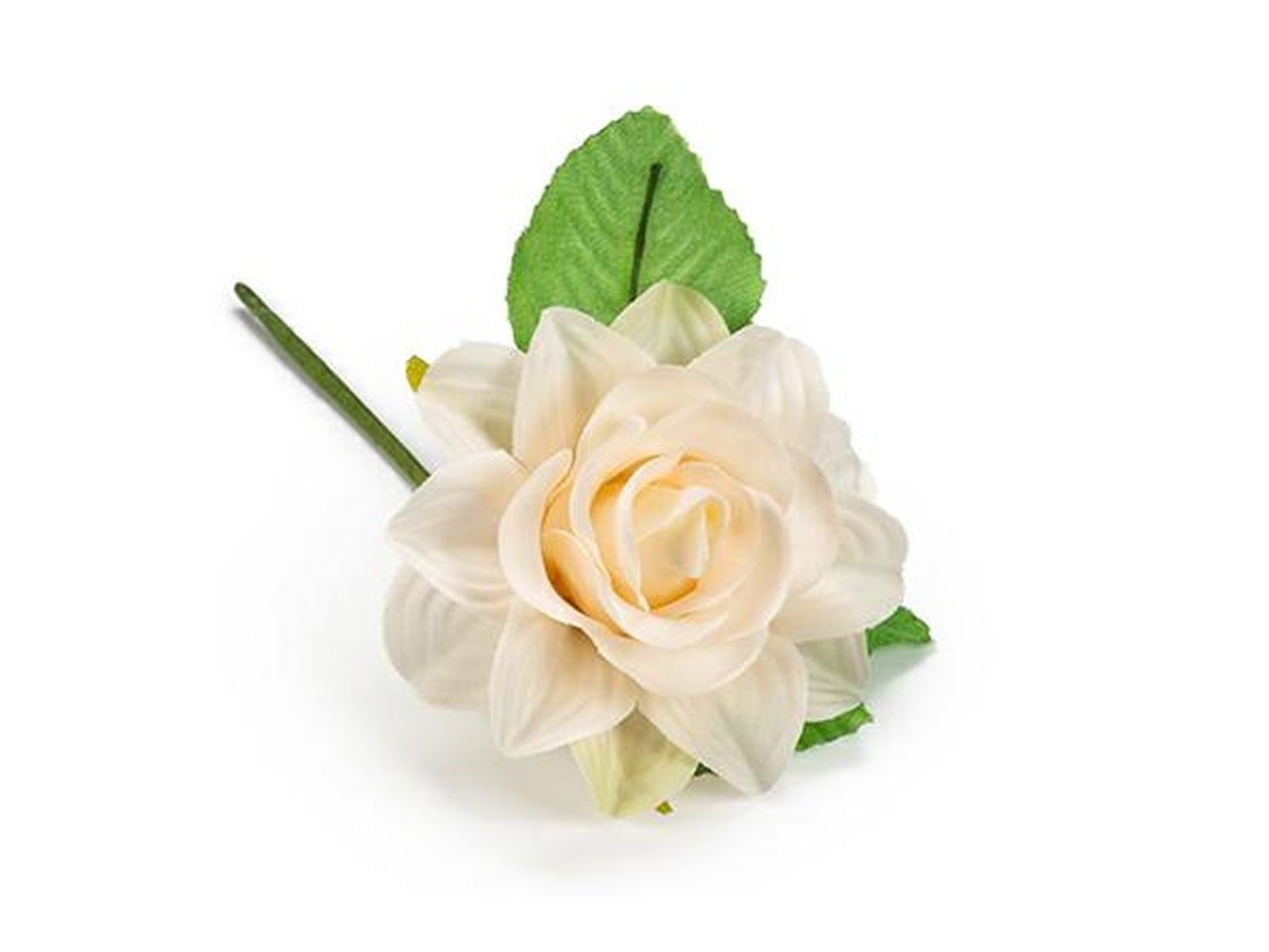 Rosa con foglie 5cm di colore cipria 12pezzi