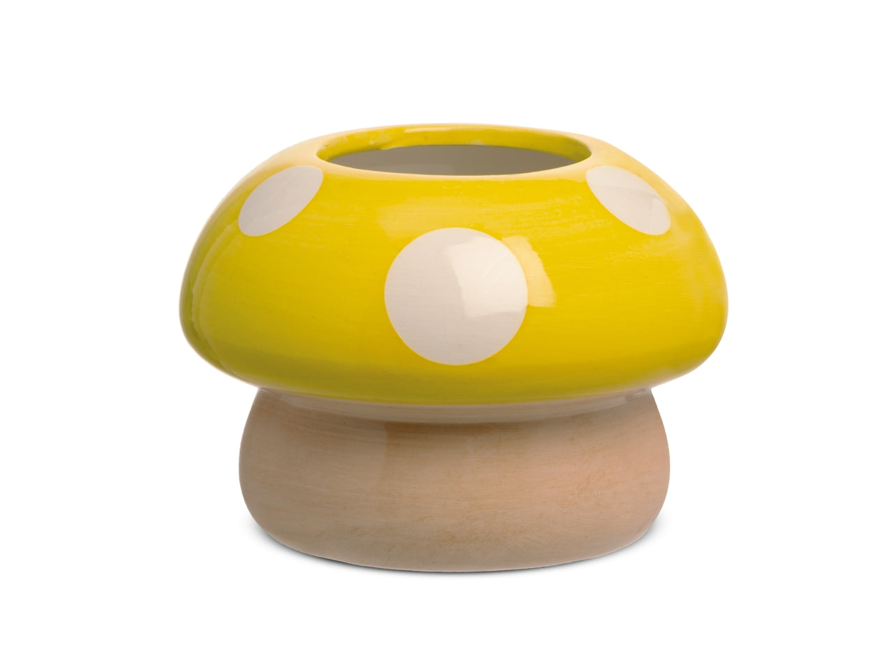 Vaso funghetto h.10xd.14 cm di colore giallo
