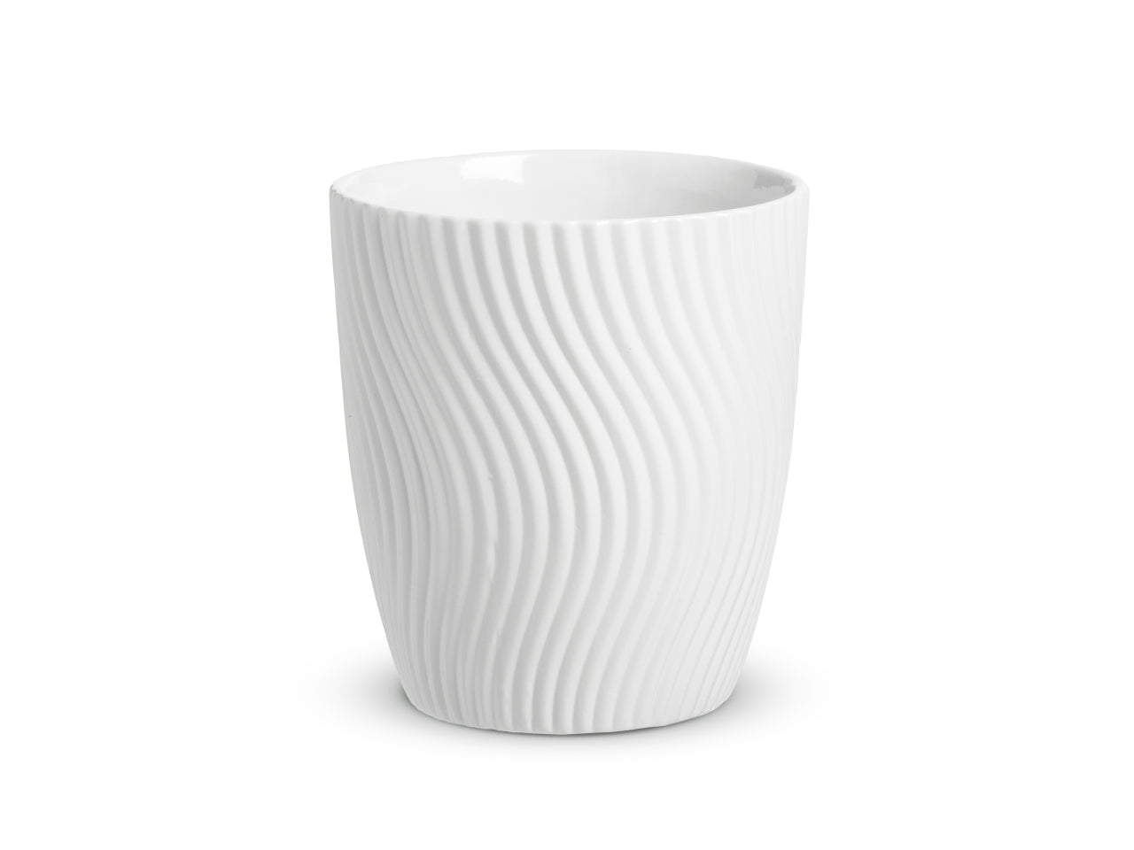 Vaso cachepot glamour d.12,5xh 14cm di colore bianco lucido
