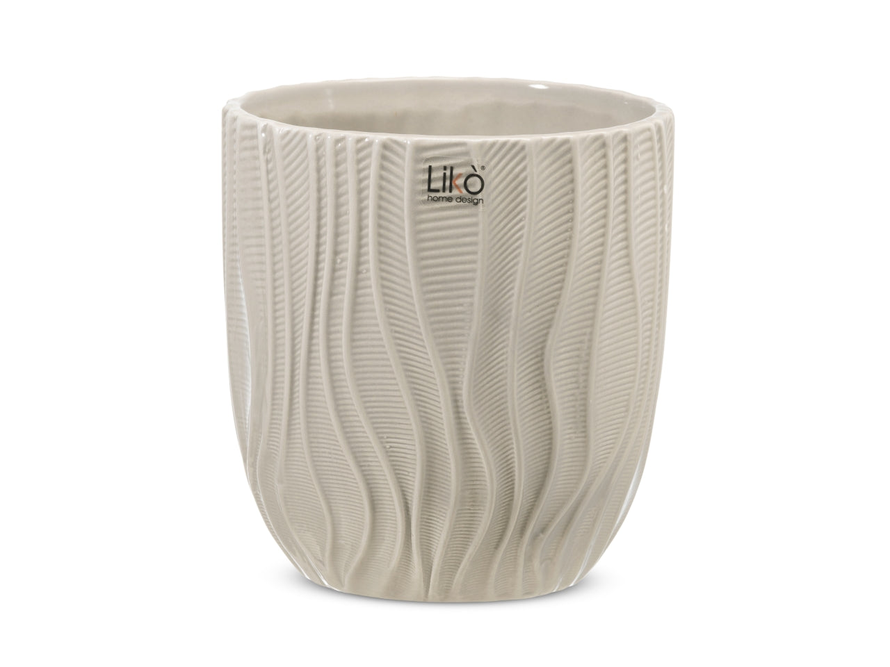 Vaso cache pot antigua d.13xh 14cm di colore grigio lucido