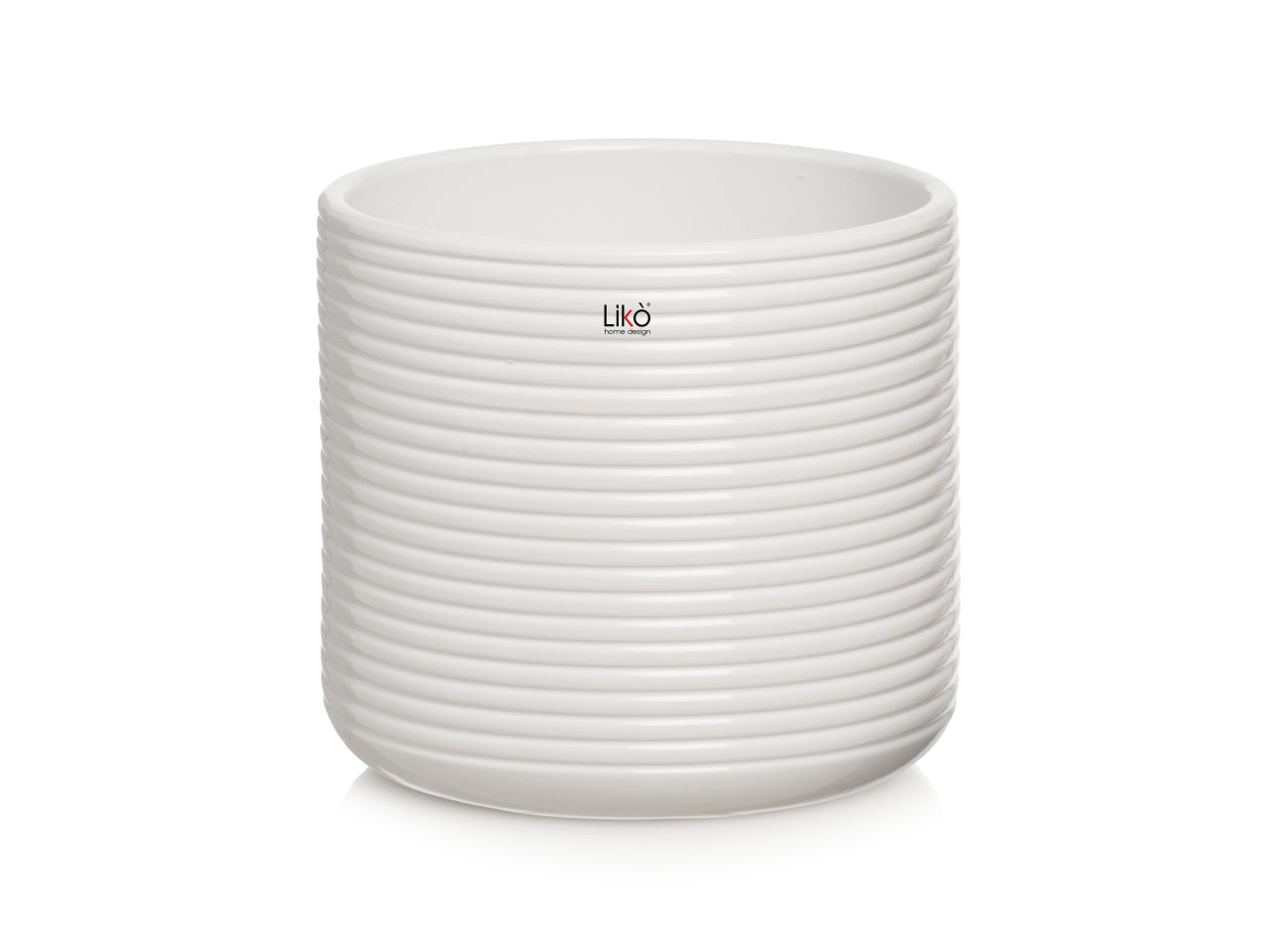 Vaso cache pot nabila d.20,5xh 20,5cm di colore bianco lucido