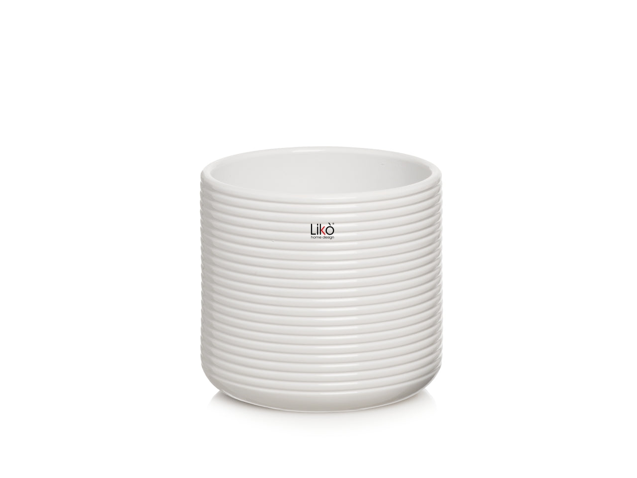 Vaso cache pot nabila d.16,5xh 15,5cm di colore bianco lucido