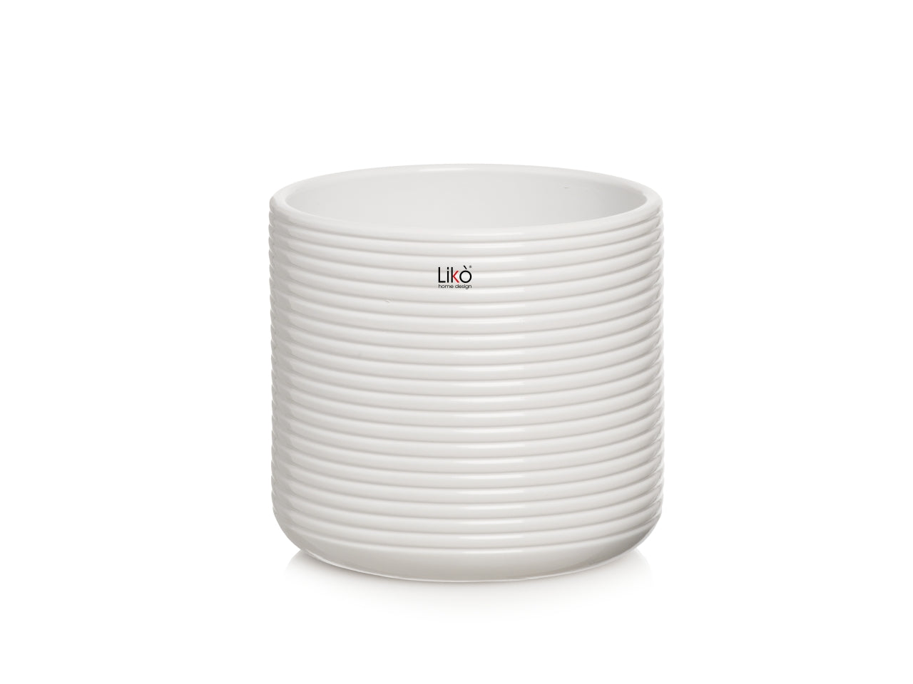 Vaso cache pot nabila d.19xh 18cm di colore bianco lucido