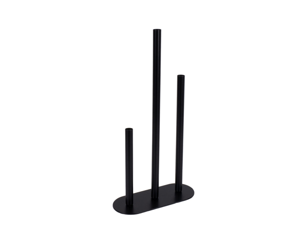Portafiore 3 posti in metallo 20x8x38cm di colore di colore nero