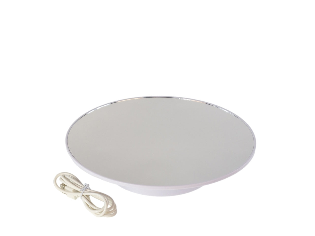 Base girevole con specchio d.25cm portata 8kg abs di colore bianca