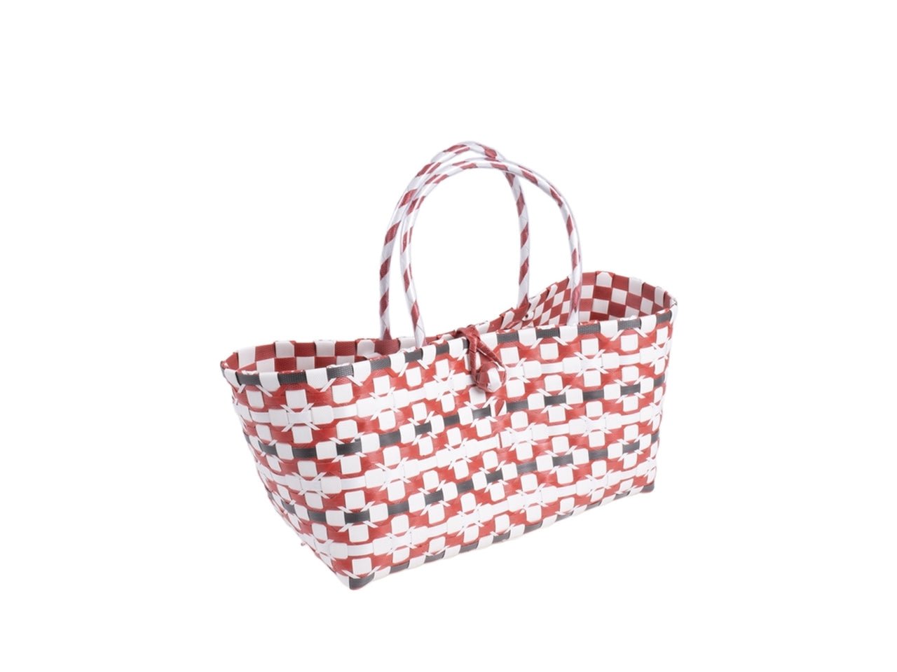 Borsa mare in plastica 33x15x20cm di colore rossa e bianca