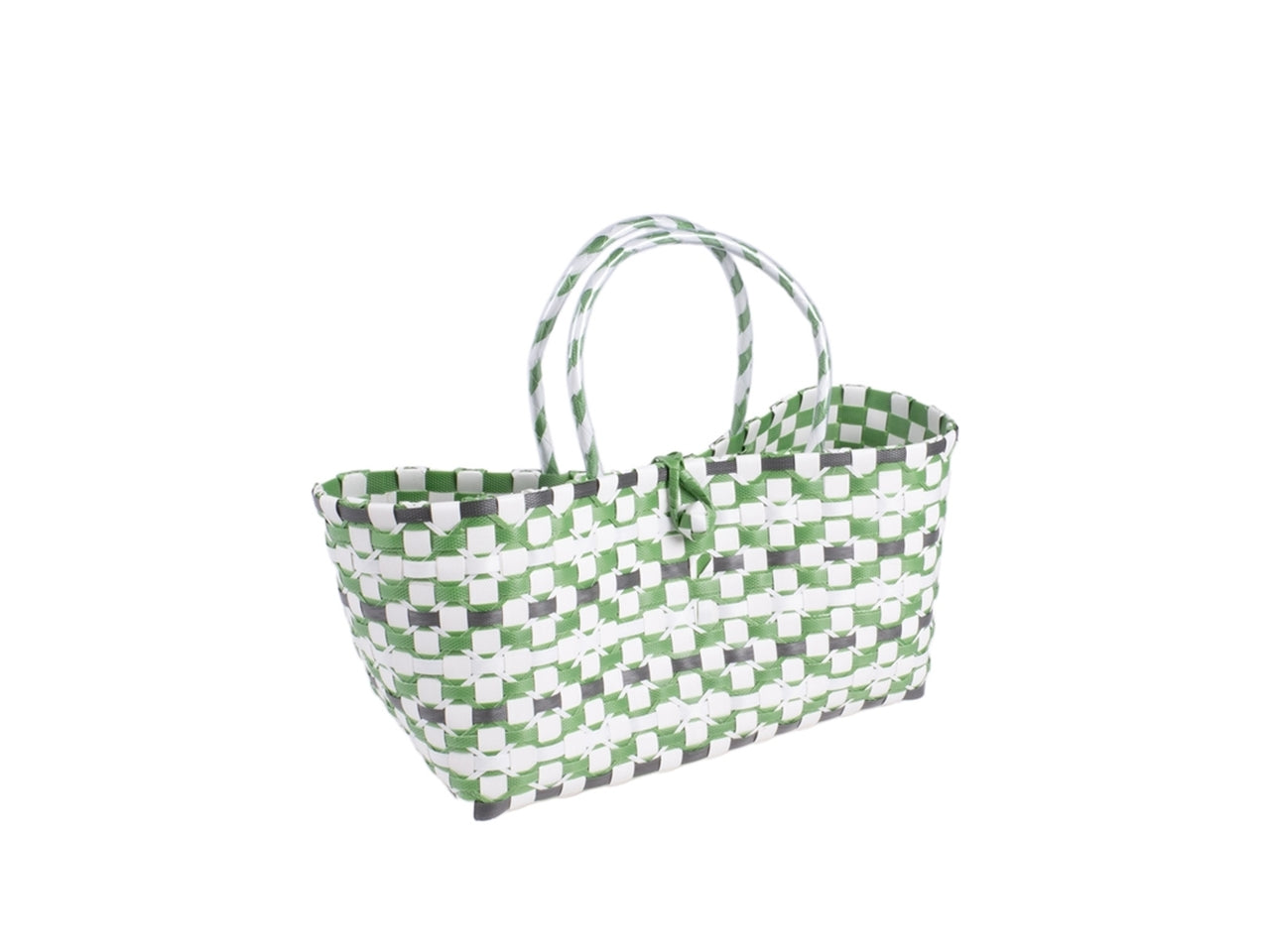 Borsa mare in plastica 33x15x20cm di colore verde e bianca