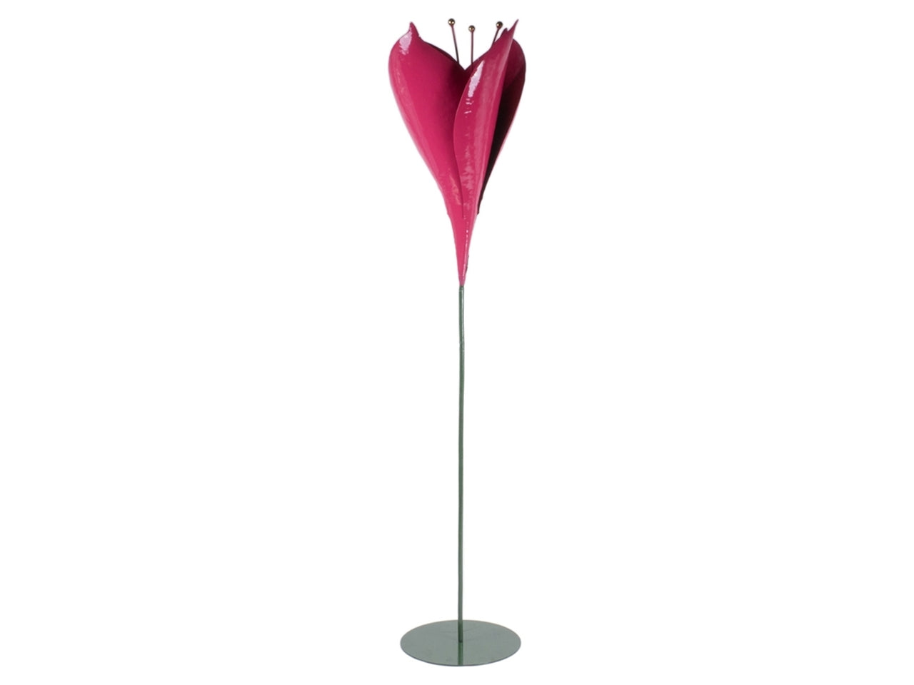 Fiore in metallo con base d.19x100cm di colore fucsia