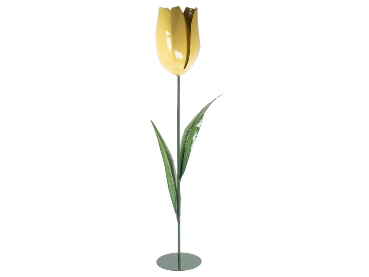 Fiore in metallo con base 35x21x100cm di colore giallo