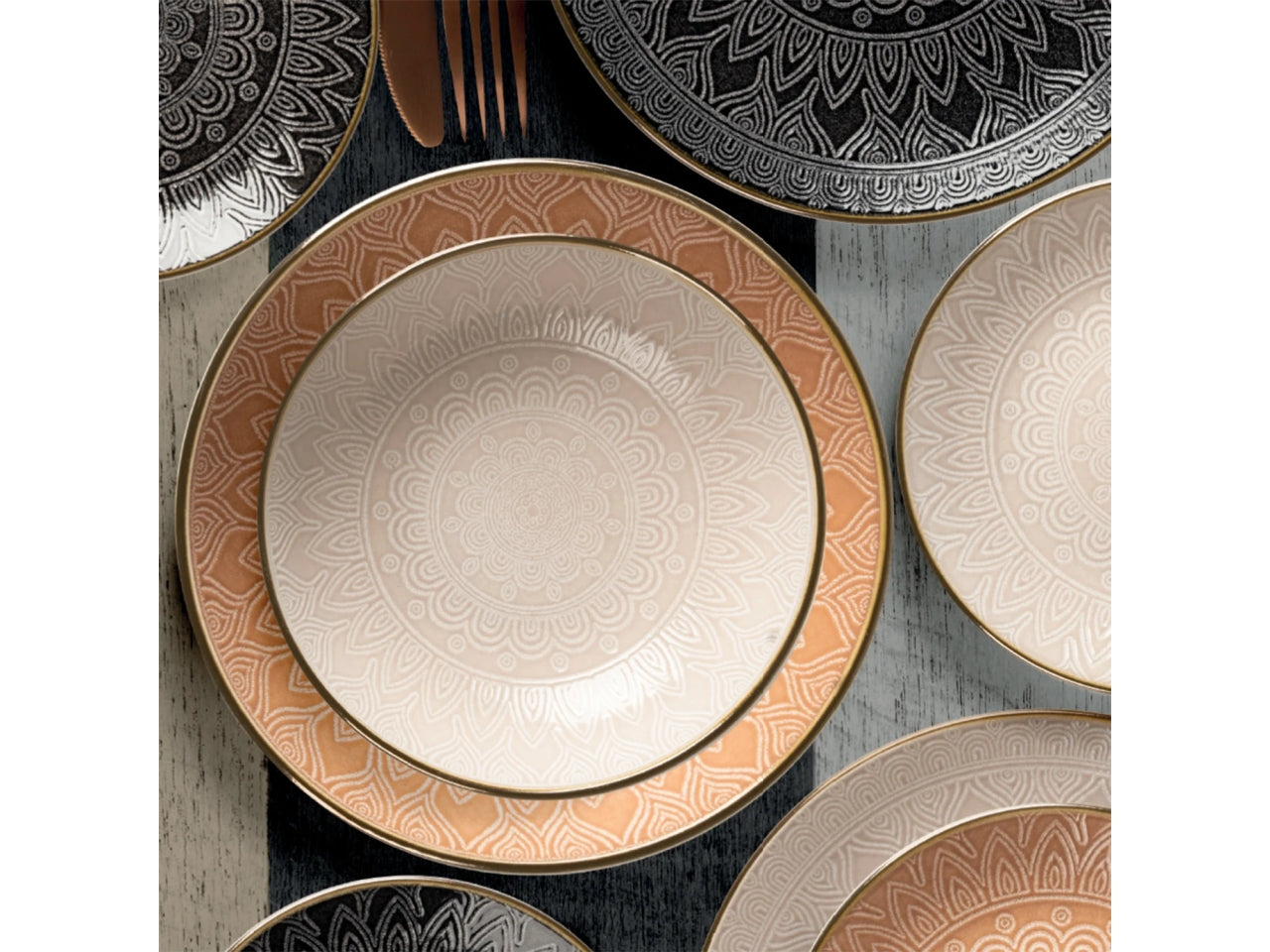Servizio di piatti con decoro gaonas sandy mix 18pz