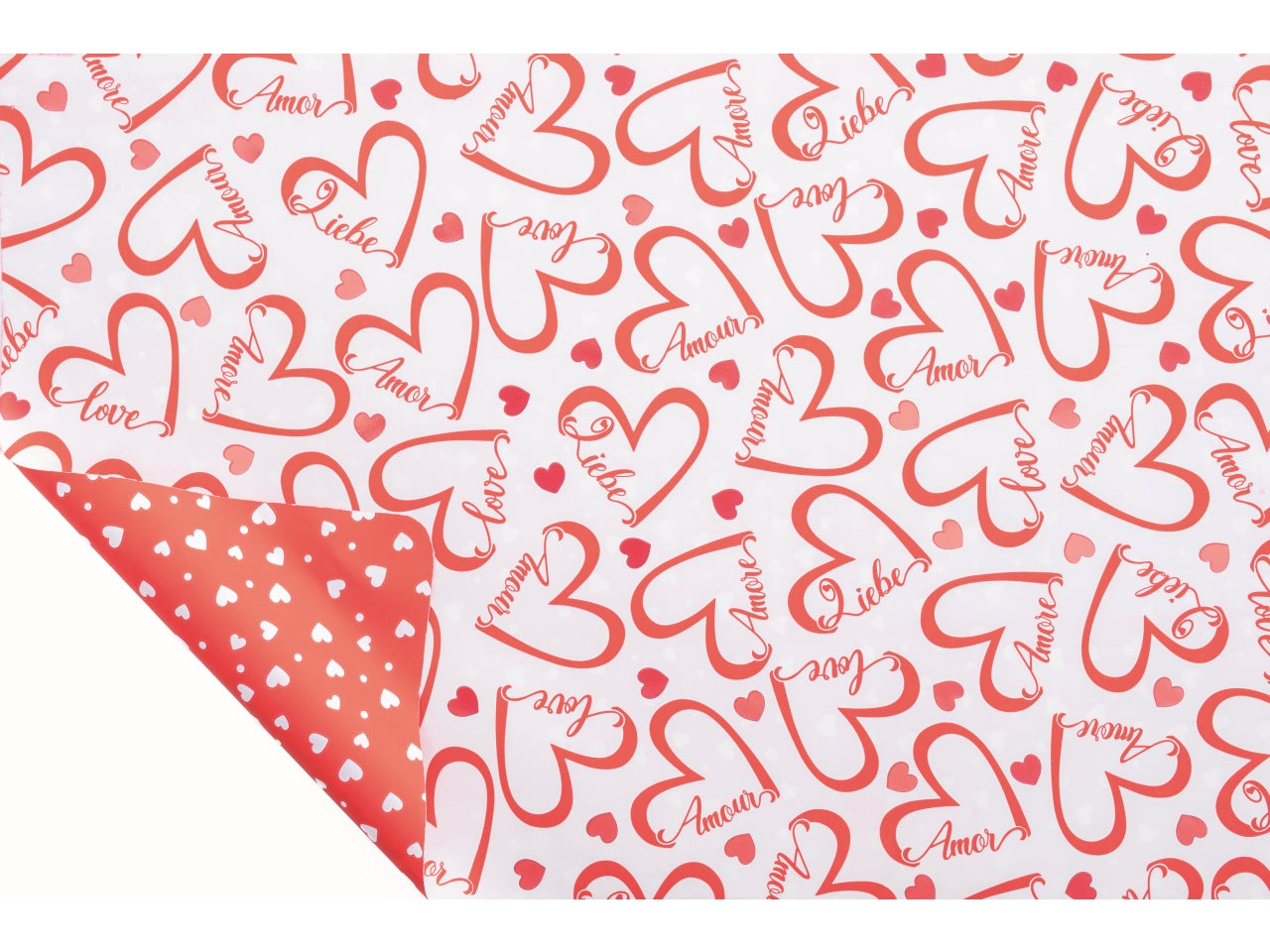 Bobina double face love heart 1x25mt fondo bianco