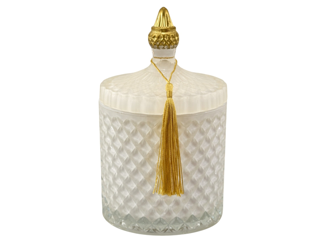 Candela diamond oro 10,5xh.17,5cm bianca