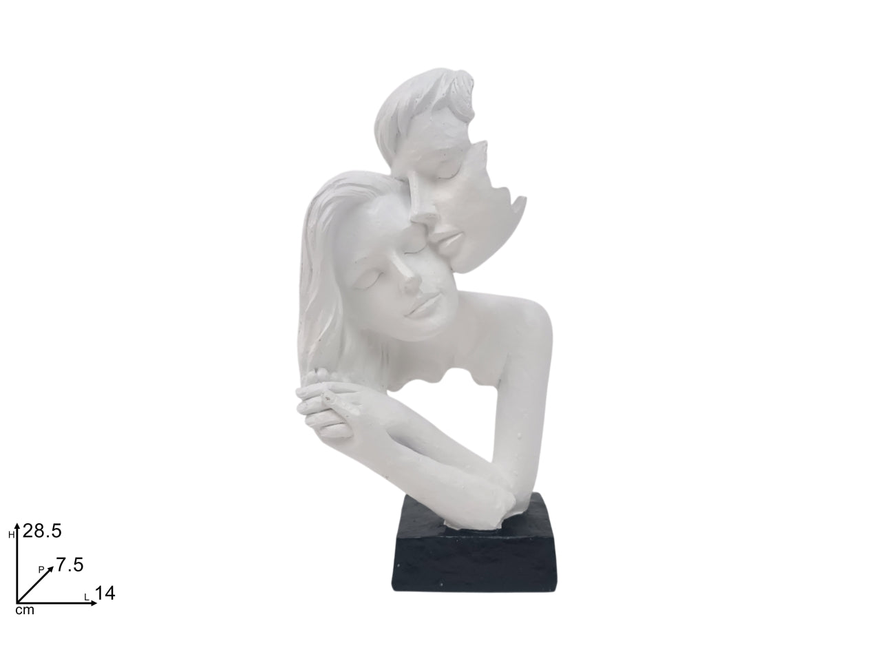 Statua coppia abbraccio con bacio bianco