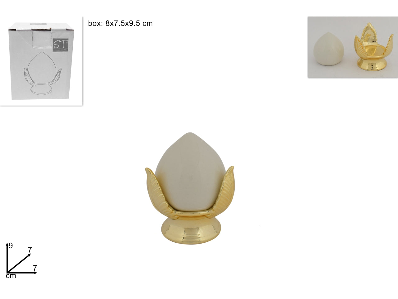 Pumo bianco con base oro 9cm