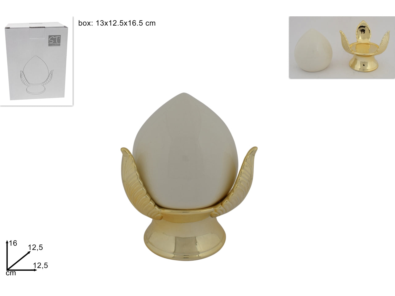 Pumo bianco con base oro 16cm