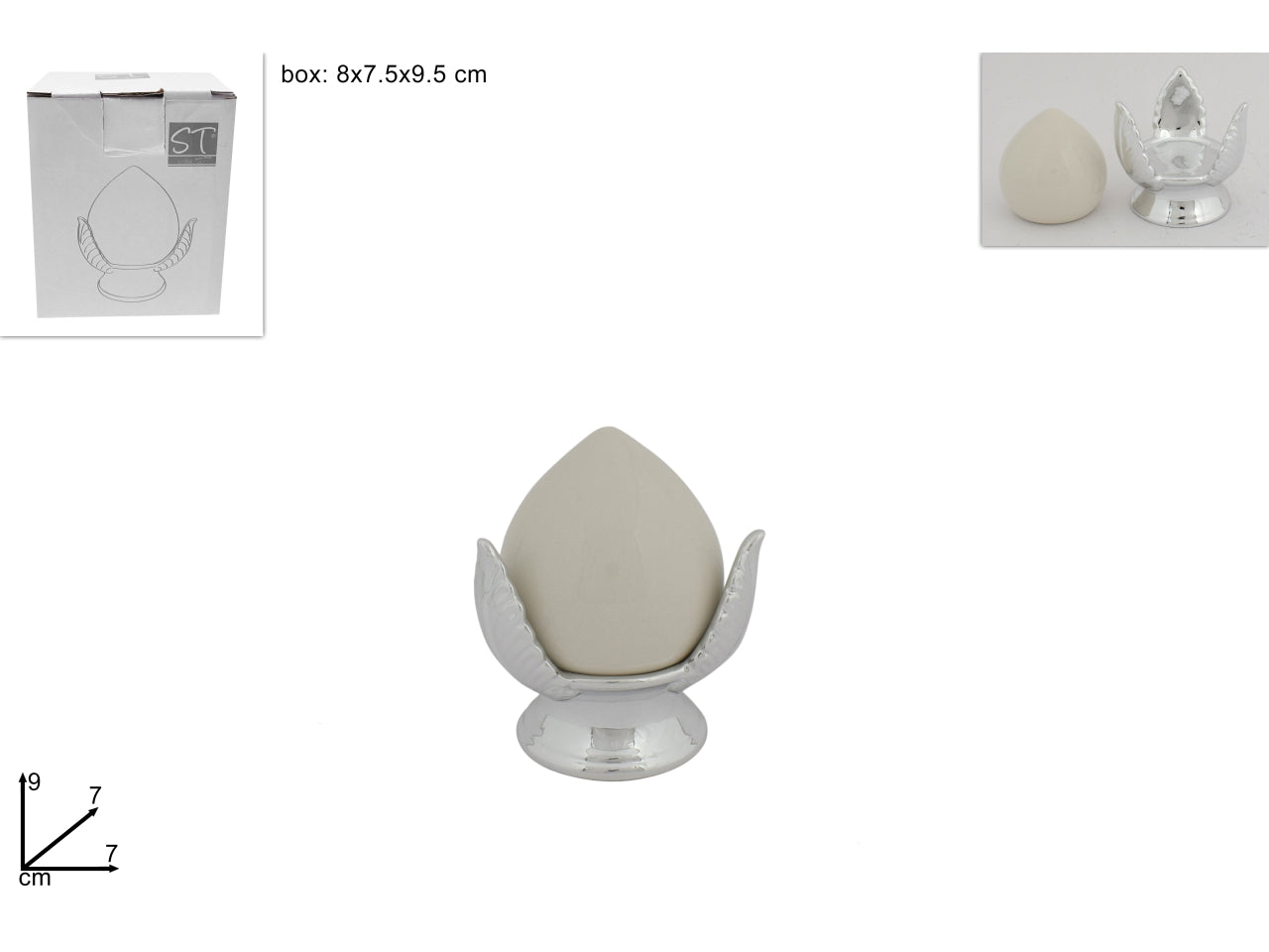 Pumo bianco con base argento 9cm