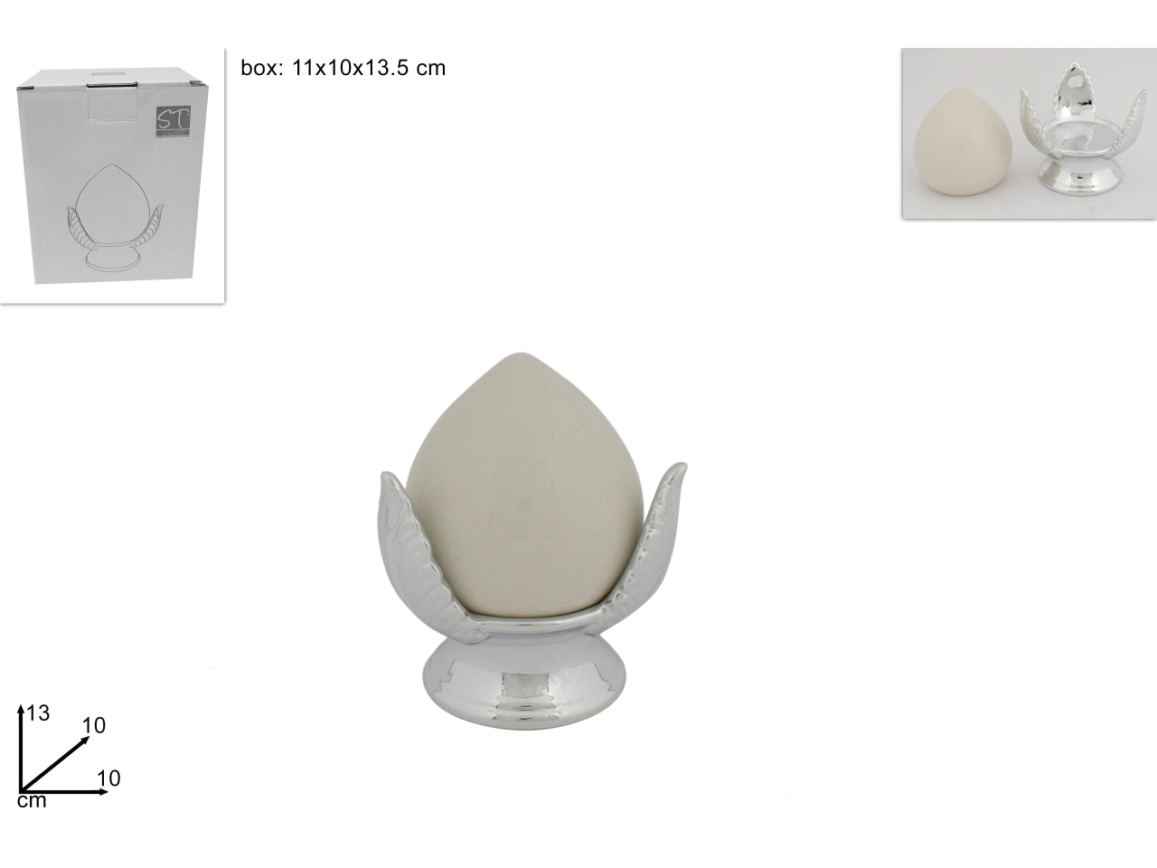 Pumo bianco con base argento 13cm
