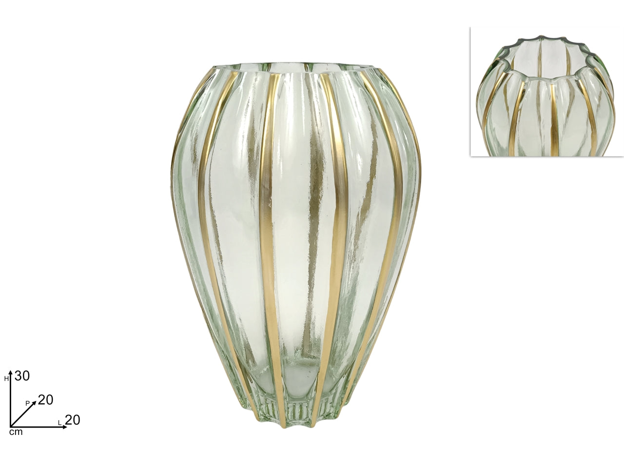 Vaso in vetro con decoro oro 30cm