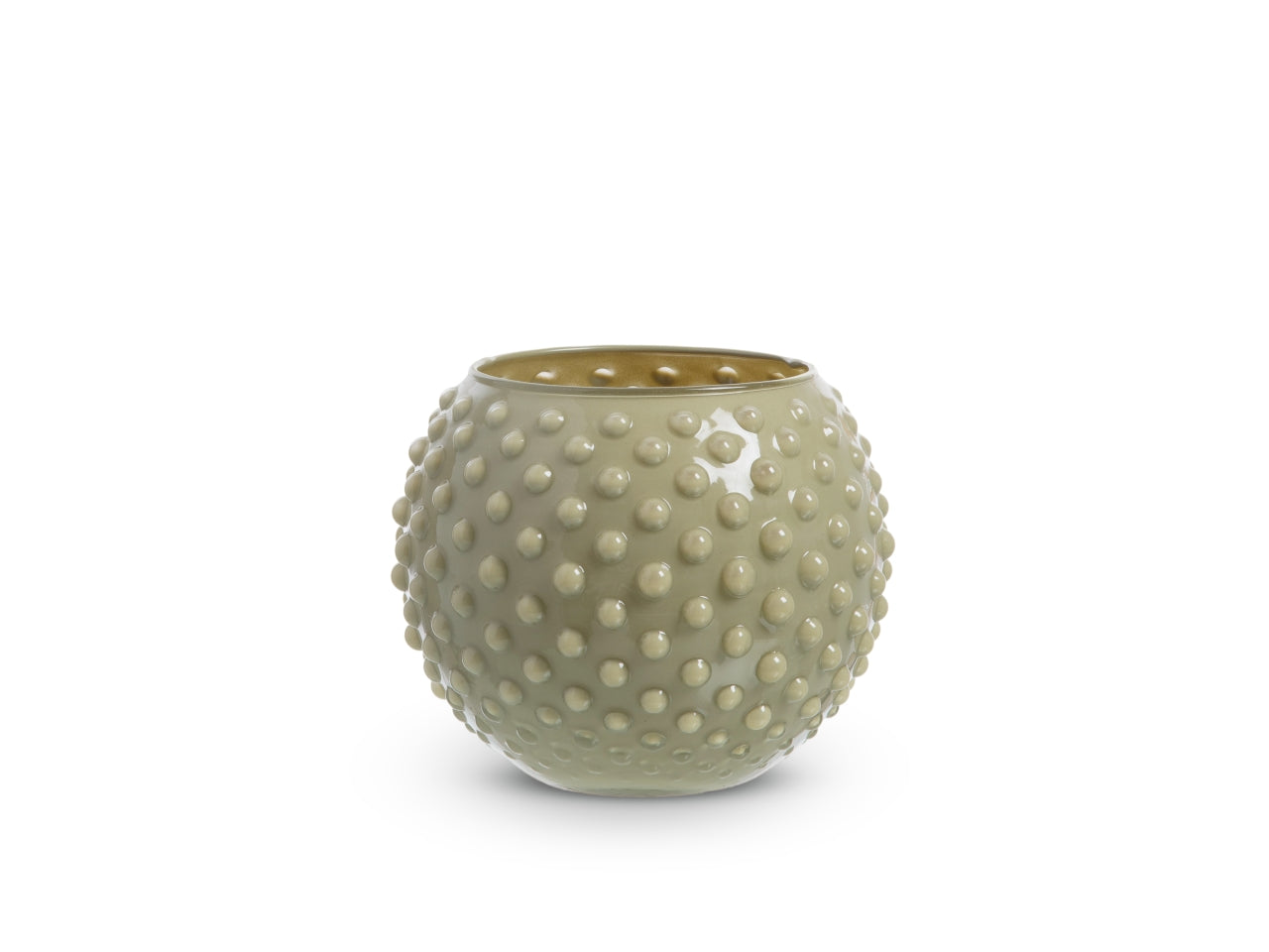 Vaso sfera con decoro a pois h.13xd.16 cm oliva basic