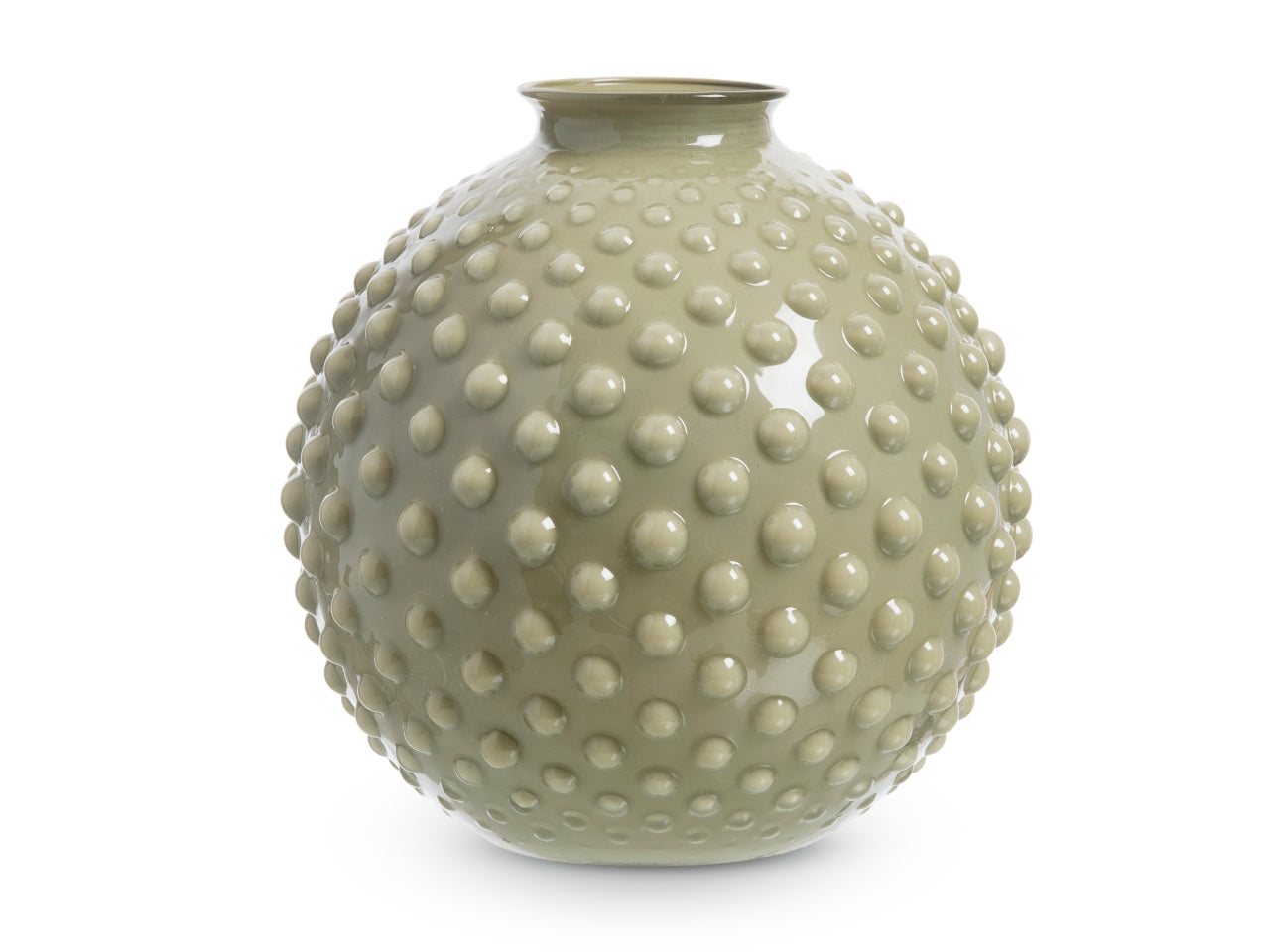 Vaso sfera con decoro a pois h.27 xd.26 cm oliva basic